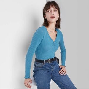 Wild Fable blue long sleeve Henley tee